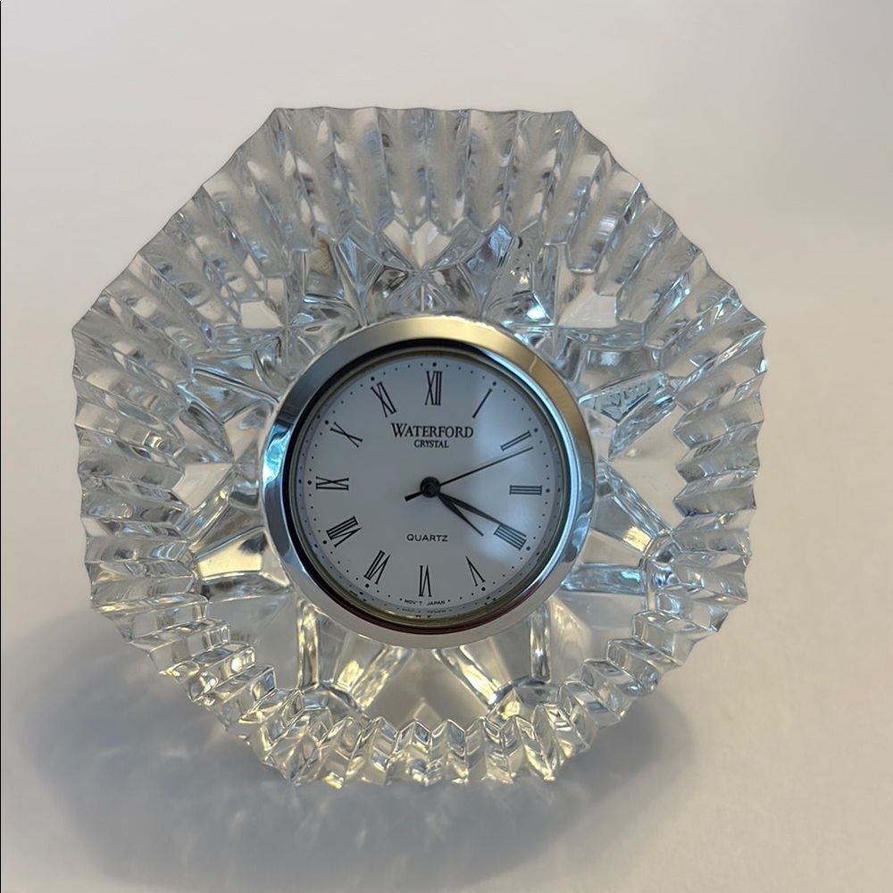 Waterford Silver diamond shape desk clock with Crystal Elegance